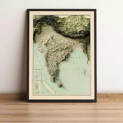 India Map India 2D Relief Map India Vintage Map - 2D Flat • $40