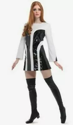 £33 • Buy Jaguar 60s Mod Style Mini Dress By Dandylife. White/ Black