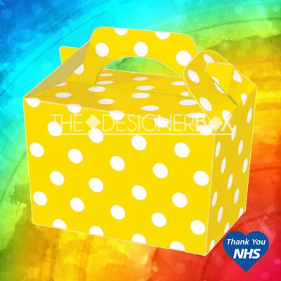 Yellow Polka Dot Themed Card Party Favour Filler Loot Handle Boxes Food Sweets  • £0.99