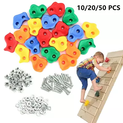 Kids Climbing Stones Rocks Bolt On Climbing Frame Climbing Wall Grips Mix-color • £40.33