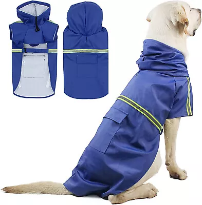 Dog RaincoatPet Waterproof Coat Rain Jacket For Dogs With Hood And Collar & Har • £9.34