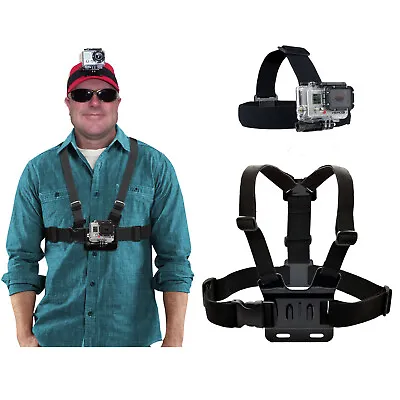 Harness Head + Chest Strap Mount Accessories For GoPro Hero 3 4 5 6 7 8 Max 9 • $11.99