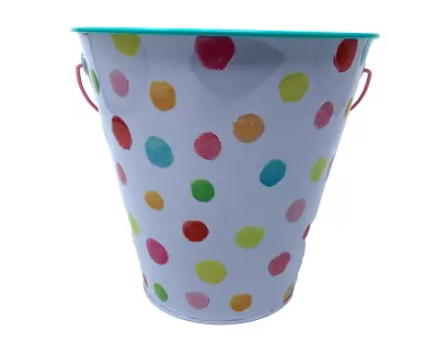Polka Dot Tin Pail Bucket Basket Easter • $1.99