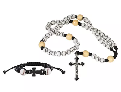 Baseball Sports Rosary & Bracelet Gift Set Children First Communion Baptism Kid • $19.99