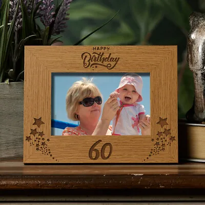 Happy 60th Birthday Wooden Photo Frame Gift FW127 • £12.98