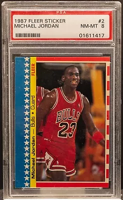 0161417 MICHAEL JORDAN 1987 Fleer Stickers Hall Of Fame HOF GOAT PSA 8 • $70