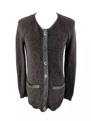 Wallace Madewell Womens S Leather Trim Long Cardigan Sweater Wool Blend Knit • $26.28