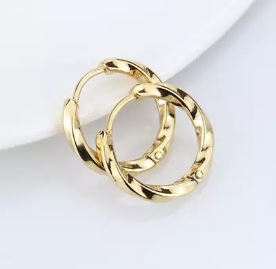 Women Men 316L Stainless Steel Twisted Huggie Hoop Earrings 12mm Gift AC1 • $4.95