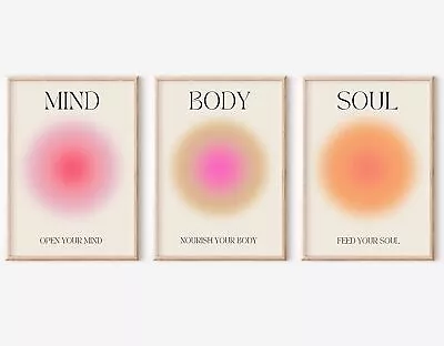 Positive Aura Posters For Room Aesthetic 3 Piece Colorful Aura Grainy Gradien... • $74.62