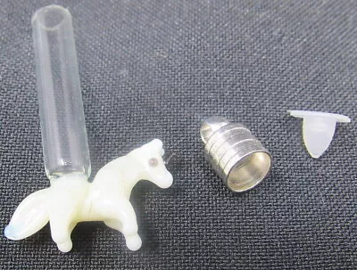 White Unicorn Glass Vial 1  Bottle Charm Cremation Ashes Pendant Rice US Seller • $8.99