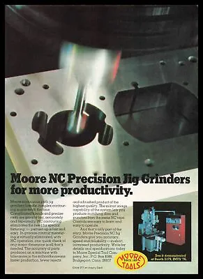 1976 Moore Special Tool Bridgeport Connecticut NC Precision Jig Grinder Print Ad • $14.95