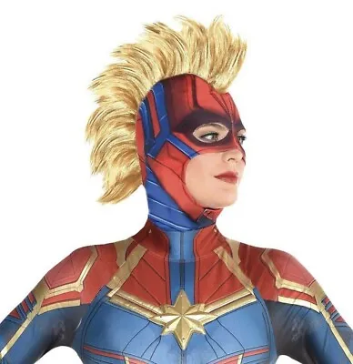 $19.99 • Buy Avengers Adult Captain Marvel Hero Mask Halloween Cosplay Mohawk Wig #5480