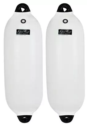 2x Inflatable Boat Fenders 600mm X 200mm Black Tip Vinyl Twin Eyelet Non Marking • $79.90