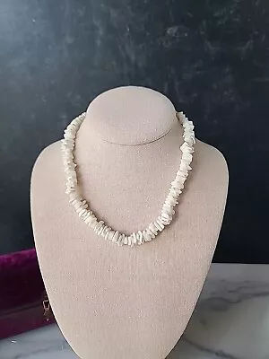 Vintage White Puka Shell Chip Beaded Choker Necklace • $24.95