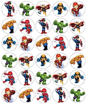 30x Marvel Avengers Cupcake Toppers Edible Wafer Paper Fairy Cake Toppers • £2.59