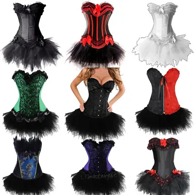 Black&Red Burlesque Moulin Rouge Can Can Tutu Fancy Dress Costume Corset Outfit • £11.79
