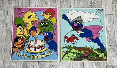 Lot Of 2 VTG Playskool Sesame Street Puzzles - Happy Birthday & Super Grover • $32.99