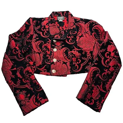 Shrine Hollywood Jacket Womens XL Red Black Brocade Crop Bolero Matador Costume • $178.95