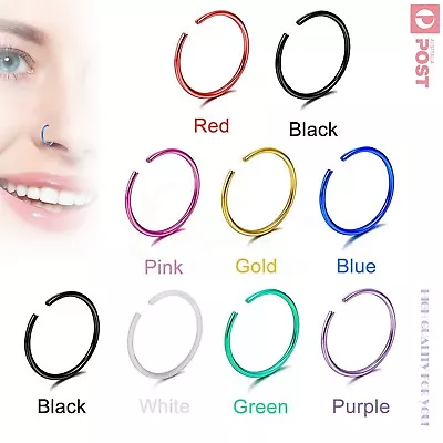 3-10pcs X-Thin Nose Hoop Ring 22g Stud Surgical Steel Body Piercing Jewellery  • $3.99