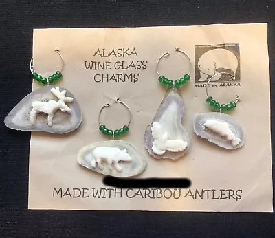 Alaska Wine Charms Moose/Bear/Fish/Eagle Made With Caribou Antlers • $14.50