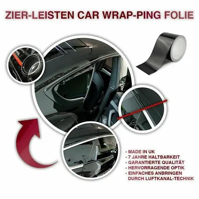 Matte Black Chrome Delete Vinyl Wrap For Car Door & Glass Trim 10m X 8cm • $21.48