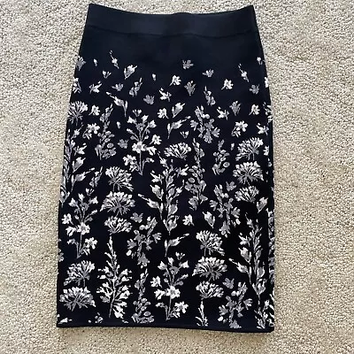 $198 New BCBG MAXAZRIA ALEXA KNIT BlAck FLORAL Flower Pencil Skirt Bandage XS • $16.05