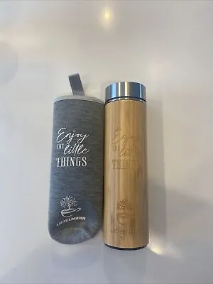 Sustainable Bamboo Tumbler W/ Tea Infuser Stainless Steel Travel Mug Thermos • $20