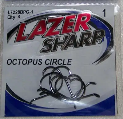 Octopus Circle Hooks-Lazer Sharp Platinum Black L7228BPG • $2.99