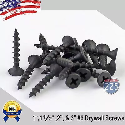 #6 Black Drywall Coarse Thread Screws (1  1 1/2  2  3 ) Phillips Bugle-Head • $10.99