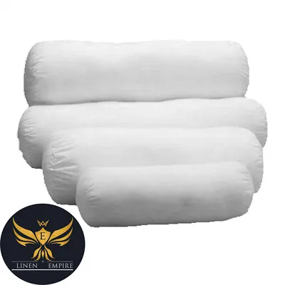 £0.99 • Buy Round Hollowfibre Pillow Cervical Roll Neck Back Knee White Bolster Pillow 