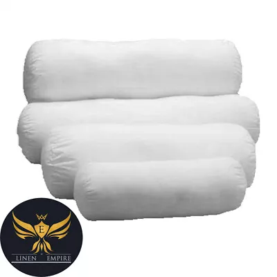 £6.49 • Buy Round Hollowfibre Pillow Cervical Roll Neck Back Knee White Bolster Pillow 