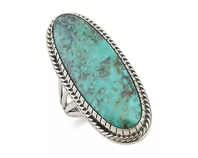 Navajo Ring 925 Silver Spiderweb Turquoise Artist Signed MH C.80's • $179