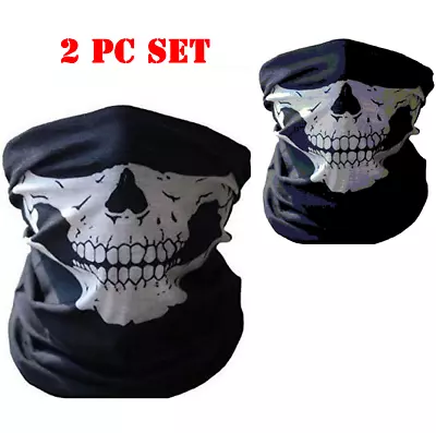 2 PCS Set Face Mask Bandana Skull Mouth Cover Balaclava Neck Reusable Motorcycle • $5.99