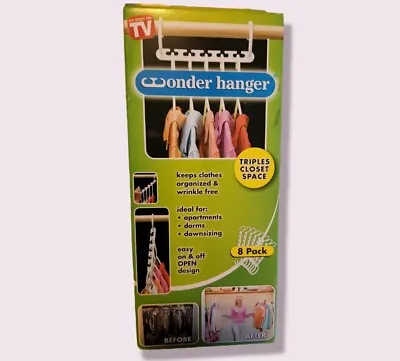 WONDER HANGER Pack Of 8 CASCADING HANGERS New AS SEEN ON TV White Read • $7.99