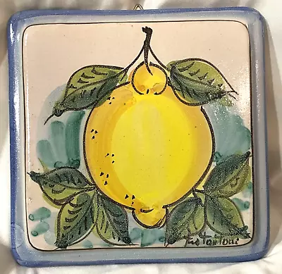 Vintage Fratantoni Vietri Italy Hand-painted Terracotta  Lemon Wall Trivet • $29.97