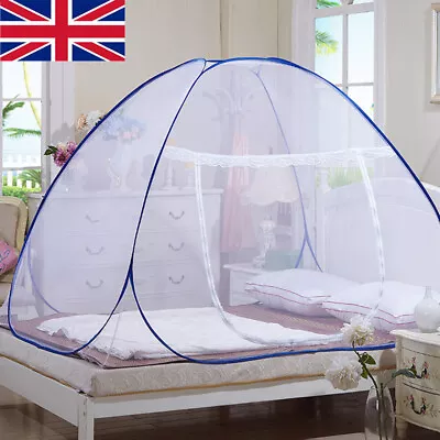 UK Large Space Yurt Mosquito Net Foldable Single Door Netting Tent Lace Cover • £11.88