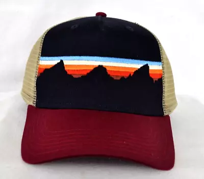 *MOUNTAIN RANGE SUNSET* Trucker Mesh Ball Cap Hat Snapback *LOCALE OUTDOOR* • $14.95