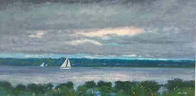 Sailing Nantucket Martha's Vineyard Beach Cape Cod Oil Painting Sailboat Art • $250