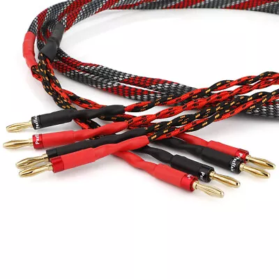 1pair 12 AWG HiFi Speaker Wire 8 Strands Braided Pure Copper Loudspeaker Cable • $57