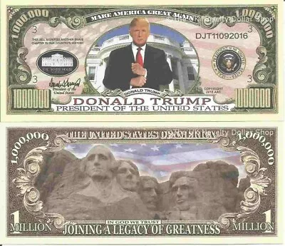 Donald Trump President Of The United States Million Dollar Bills X 2 Legacy • £1.99