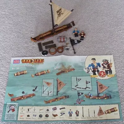 MEGA BLOKS Pyrates COASTAL PATROL 3607 Complete Set Raft / Telescope & Figures • $18.95