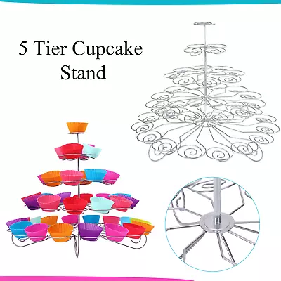 5 Tier Cupcake Stand Metal Display For Dessert Birthday Wedding Holder Decor • £18.19