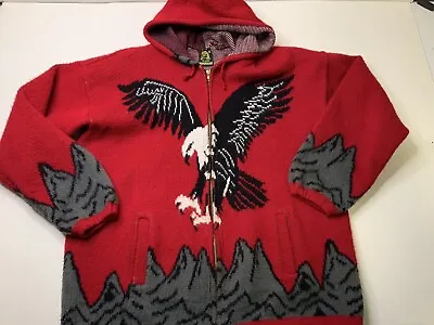 Men's Vintage Tejidos Ruminahui Eagle Wool Hoodie Sweater Made In Ecuador Sz L • $59.99