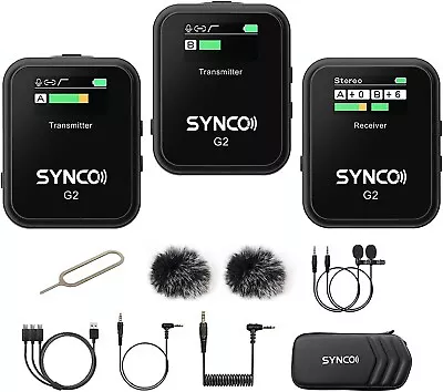 SYNCO G2 A2 Wireless Lavalier Microphone  2.4G Lavalier  Mic For DSLR Camera • $89