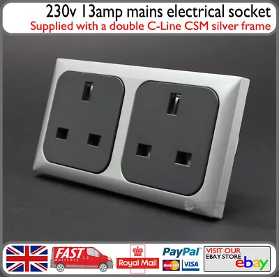 C-Line Silver Frame 230v 240v 13a Mains Socket RCD Campsite Hookup Camper VW Van • £15.99