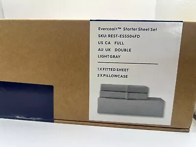 REST Evercool Starter Sheet Set 3 PCS With No Flat Sheet Light Gray FULL • £128.27