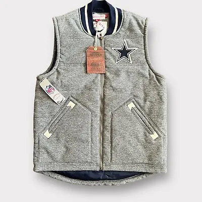 Mitchell & Ness Dallas Cowboys NFL Throwbacks Zip Puffer Vest Gray Mens Sz M • $98.96