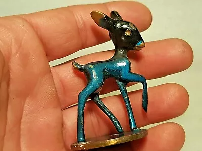 $59 • Buy Rare Vtg  !!! Hakuli Israel Bronze Bambi Figura Signed & Purchase Tax 50's