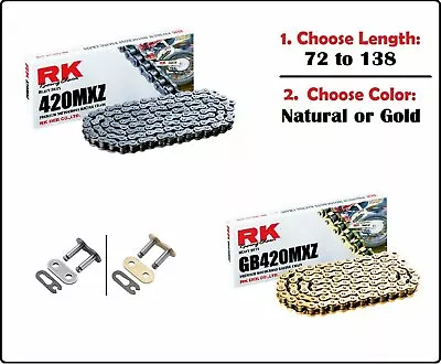 RK 420 MXZ Non-sealed Motorcycle Drive Chain Natural Or Gold W Clip Master Link • $33.20
