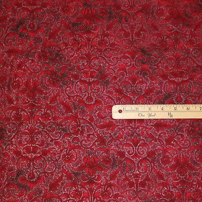 Joyful Traditions Crimson Damask Christmas Fabric   1/2 Yard   #7752-10 • $3.89